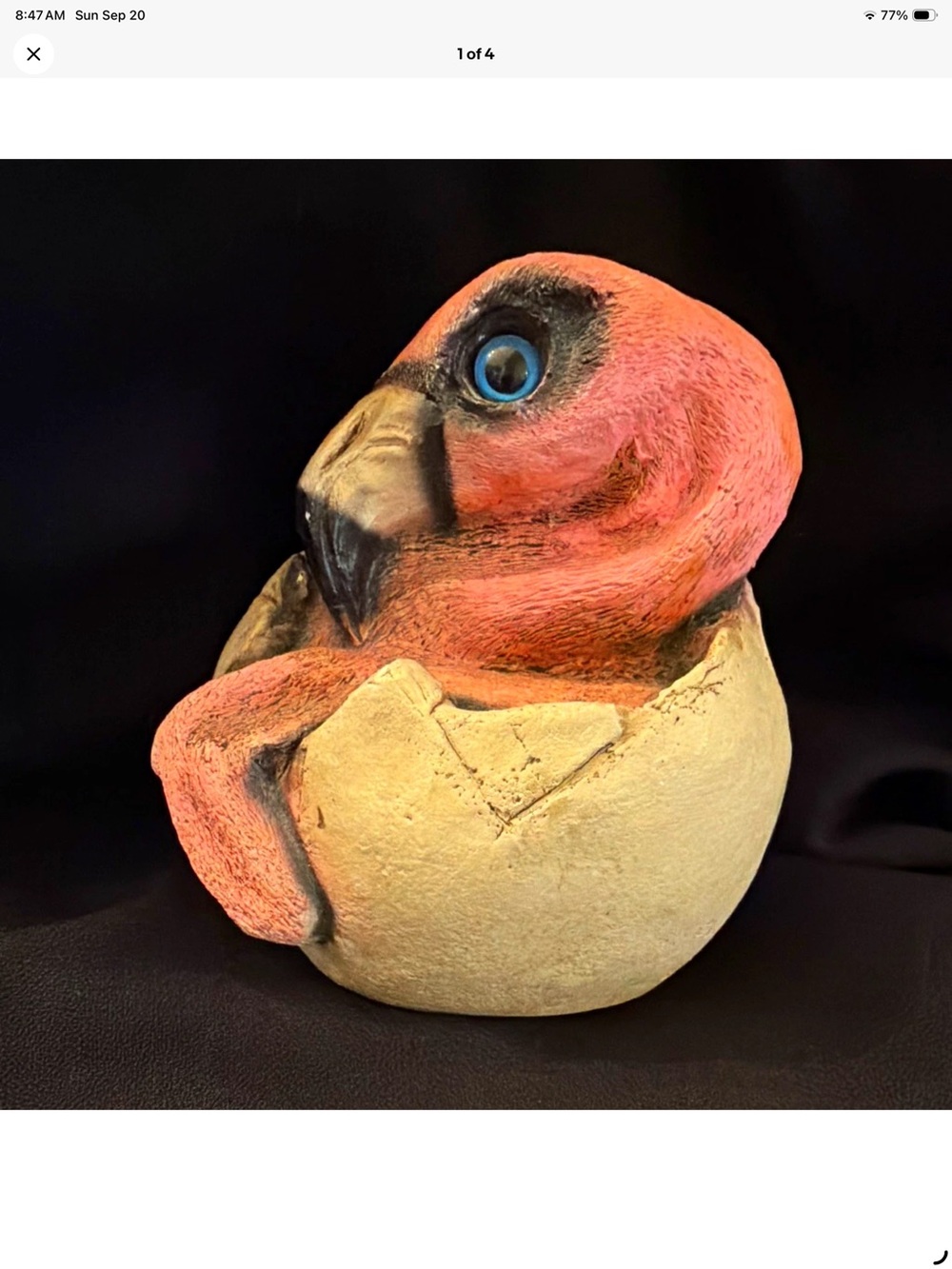 Vintage Pink Flamingo Chick Hatching from Egg Figurine – Whimsical Bird Décor